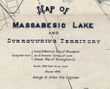 1885 Map of Massabesic Lake New Hampshire and Surrounding Territory