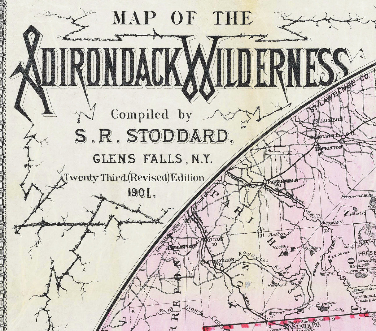 1901 Map of the Adirondack Wilderness New York