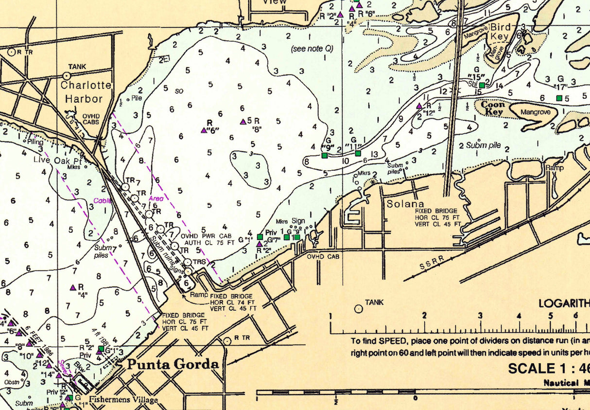 1996 Nautical Chart Map of Peace River Florida Punta Gorda