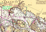 1996 Nautical Chart Map of Sarasota Bay Florida