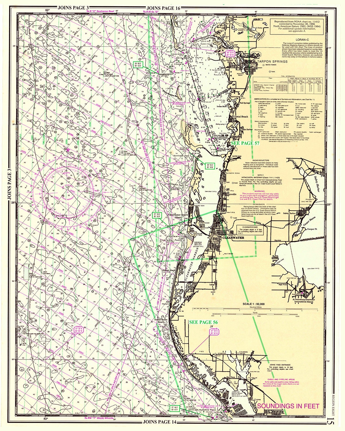 1996 Nautical Chart Map of St Joseph Sound Florida Clearwater Tarpon Springs