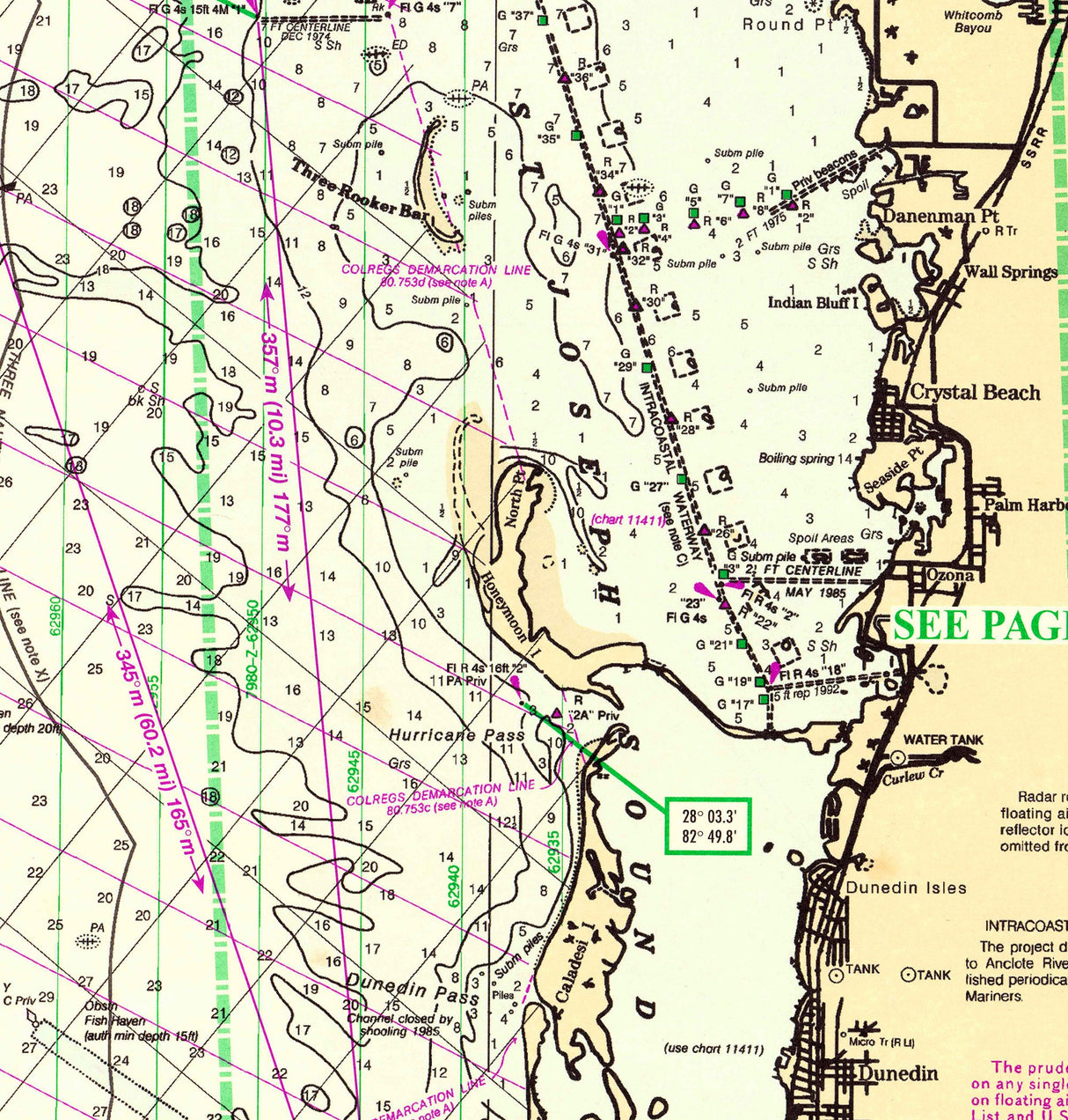 1996 Nautical Chart Map of St Joseph Sound Florida Clearwater Tarpon Springs