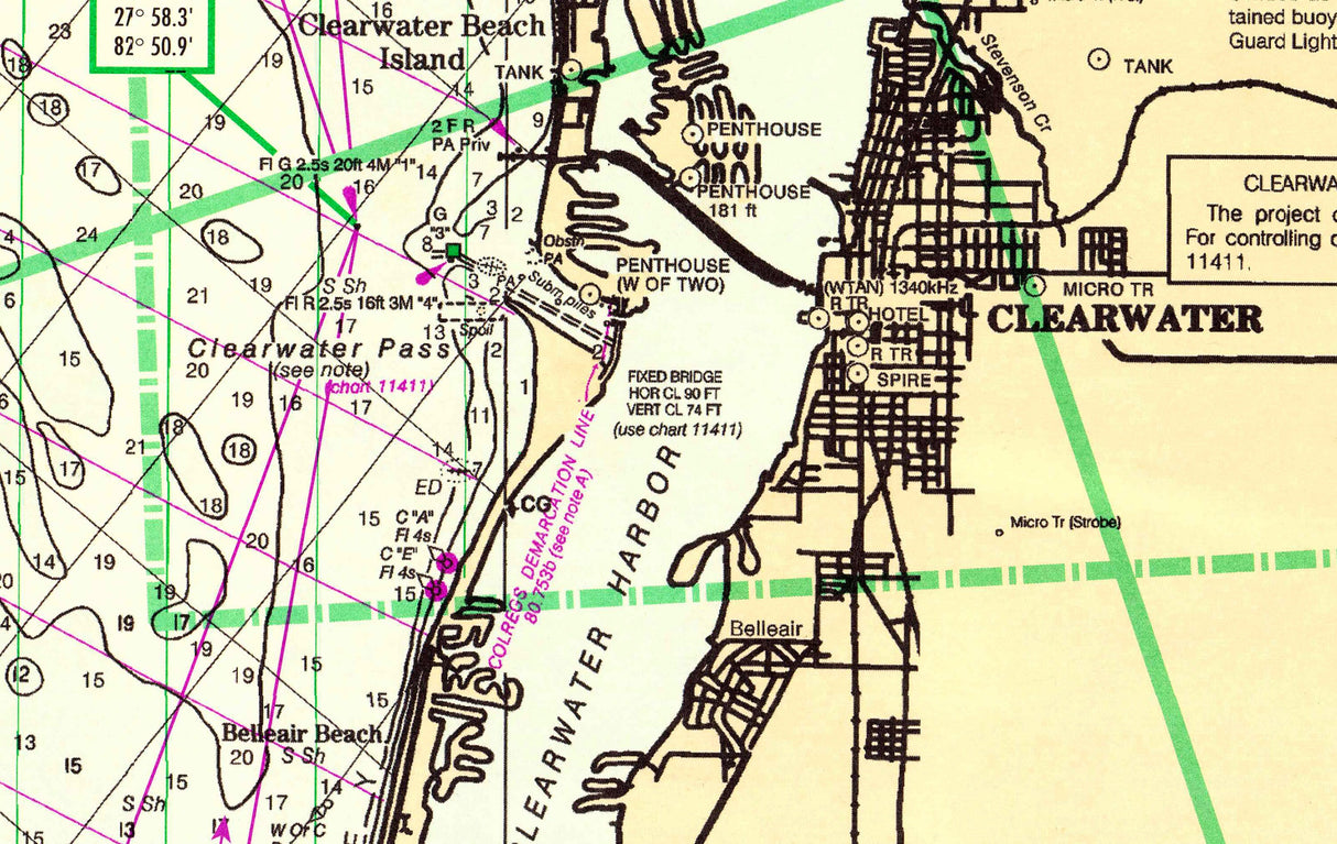 1996 Nautical Chart Map of St Joseph Sound Florida Clearwater Tarpon Springs