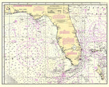 1996 Nautical Chart Map of the Florida Peninsula