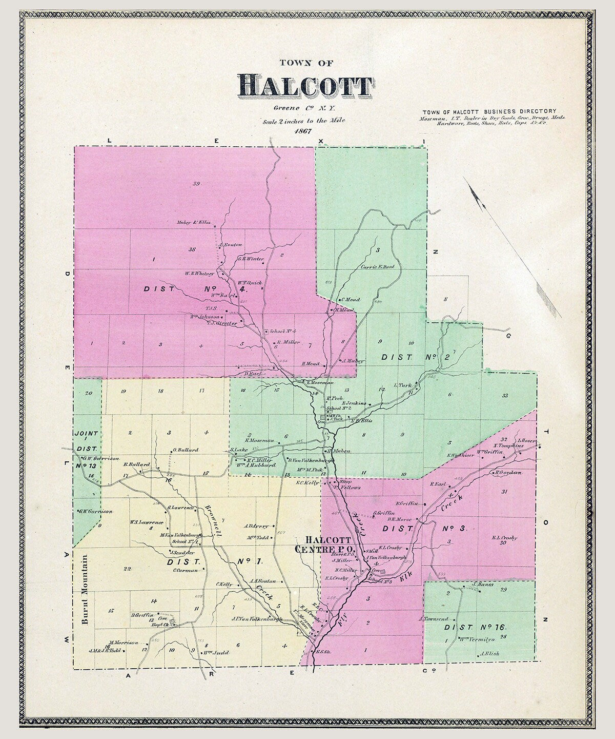 1867 Map of Halcott Greene County New York