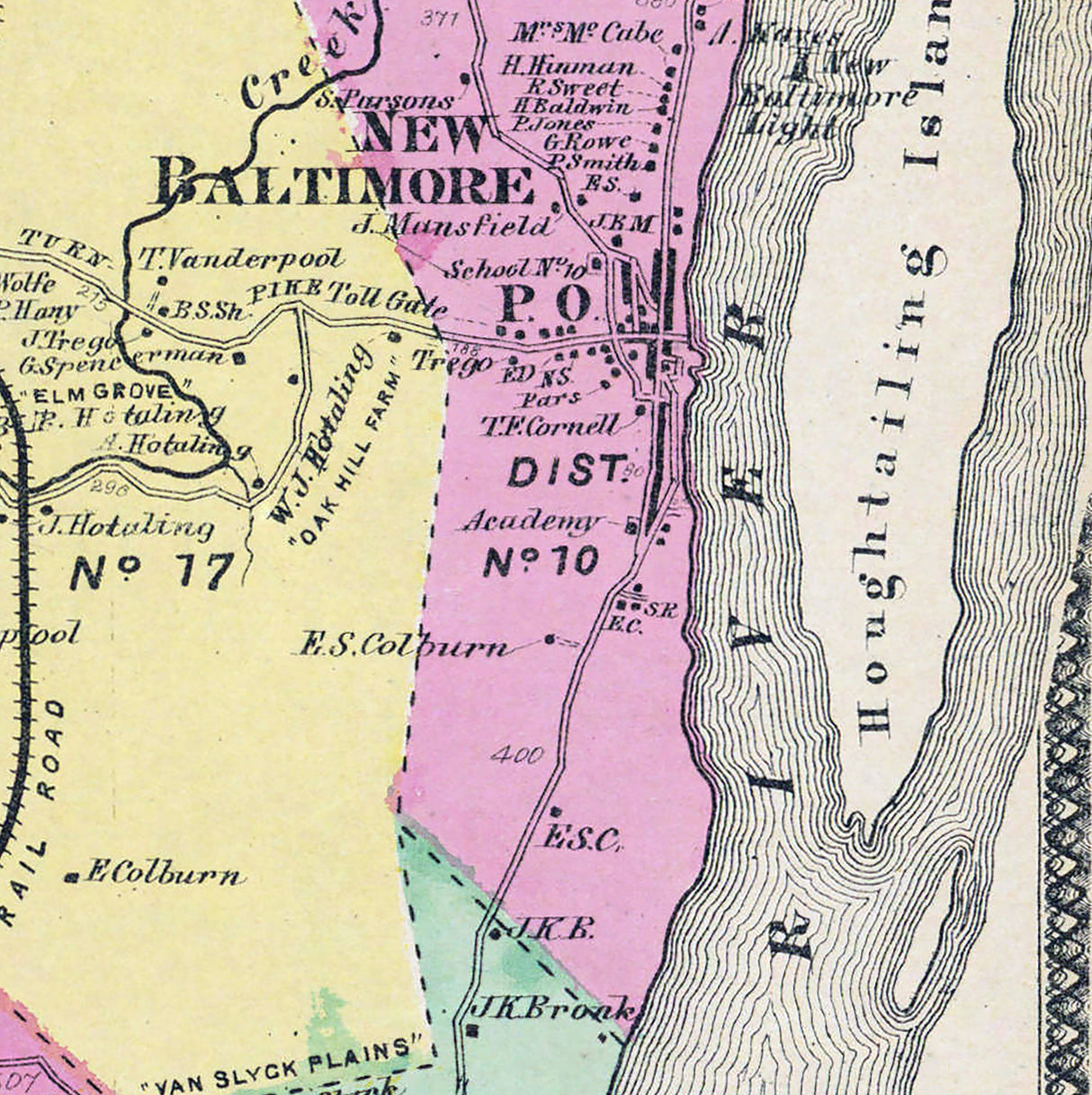 1867 Map of New Baltimore Greene County New York