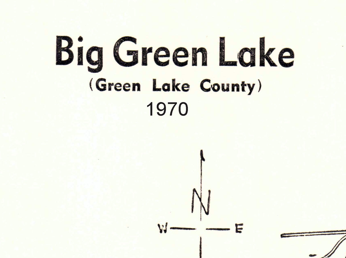 1970 Map of Big Green Lake Green Lake County Wisconsin