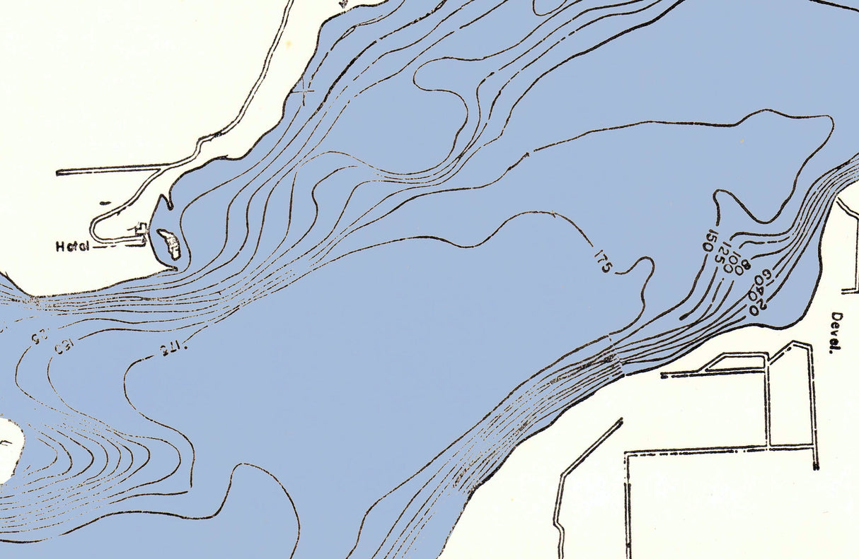 1970 Map of Big Green Lake Green Lake County Wisconsin