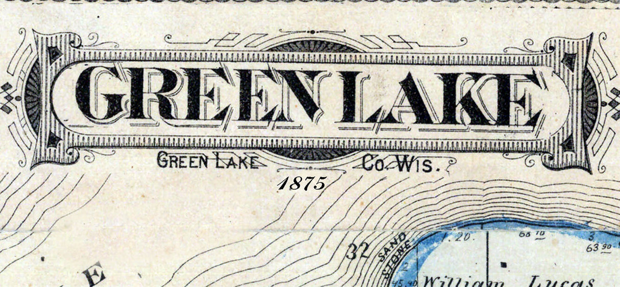 1875 Map of Green Lake Township Green Lake County Wisconsin
