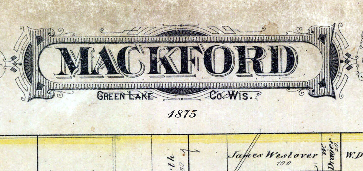 1875 Map of Mackford Township Green Lake County Wisconsin