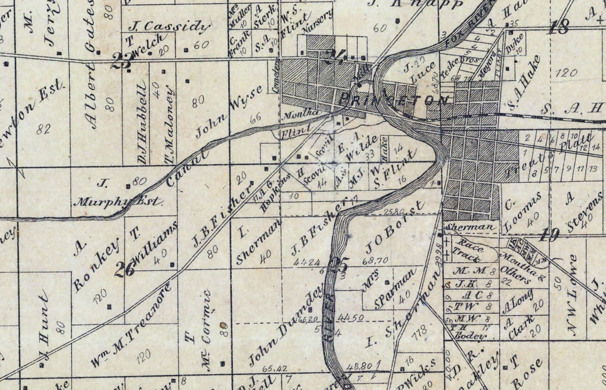 1875 Map of Princeton Township Green Lake County Wisconsin