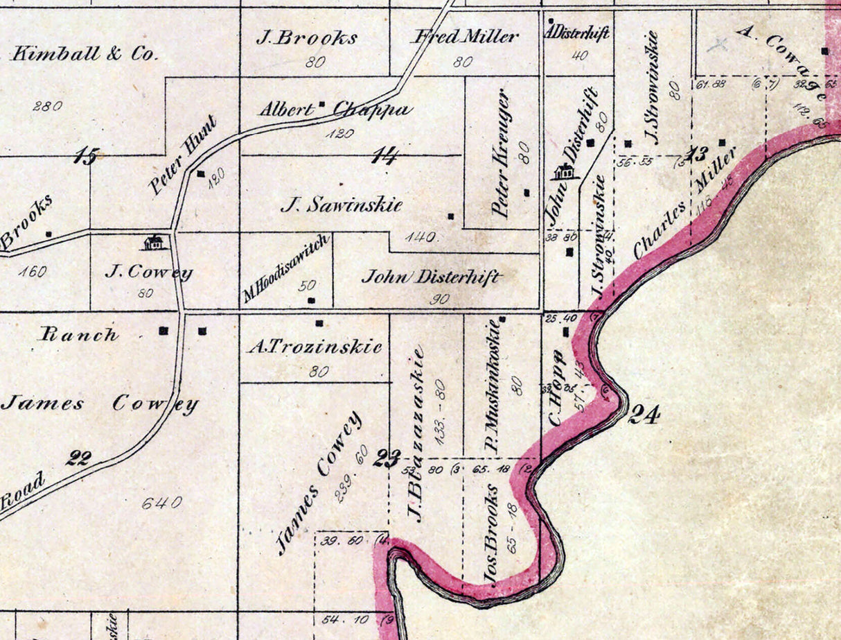 1875 Map of Seneca Township Green Lake County Wisconsin