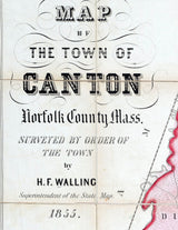 1855 Town Map of Canton Norfolk County Massachusetts