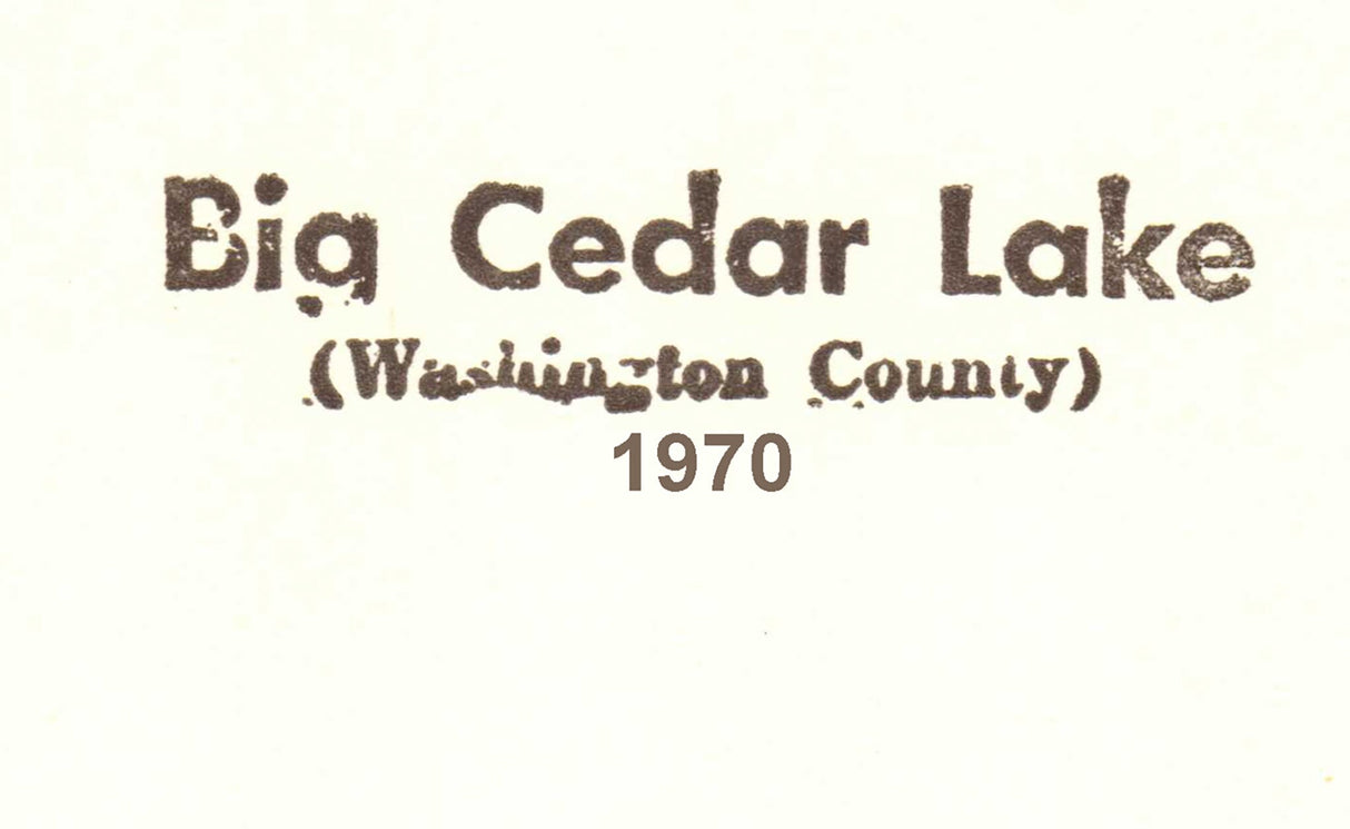 1970 Map of Big Cedar Lake Washington County Wisconsin