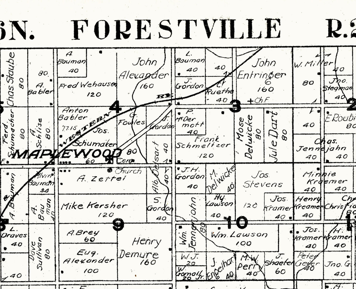 1917 Map of Forestville Township Door County Wisconsin