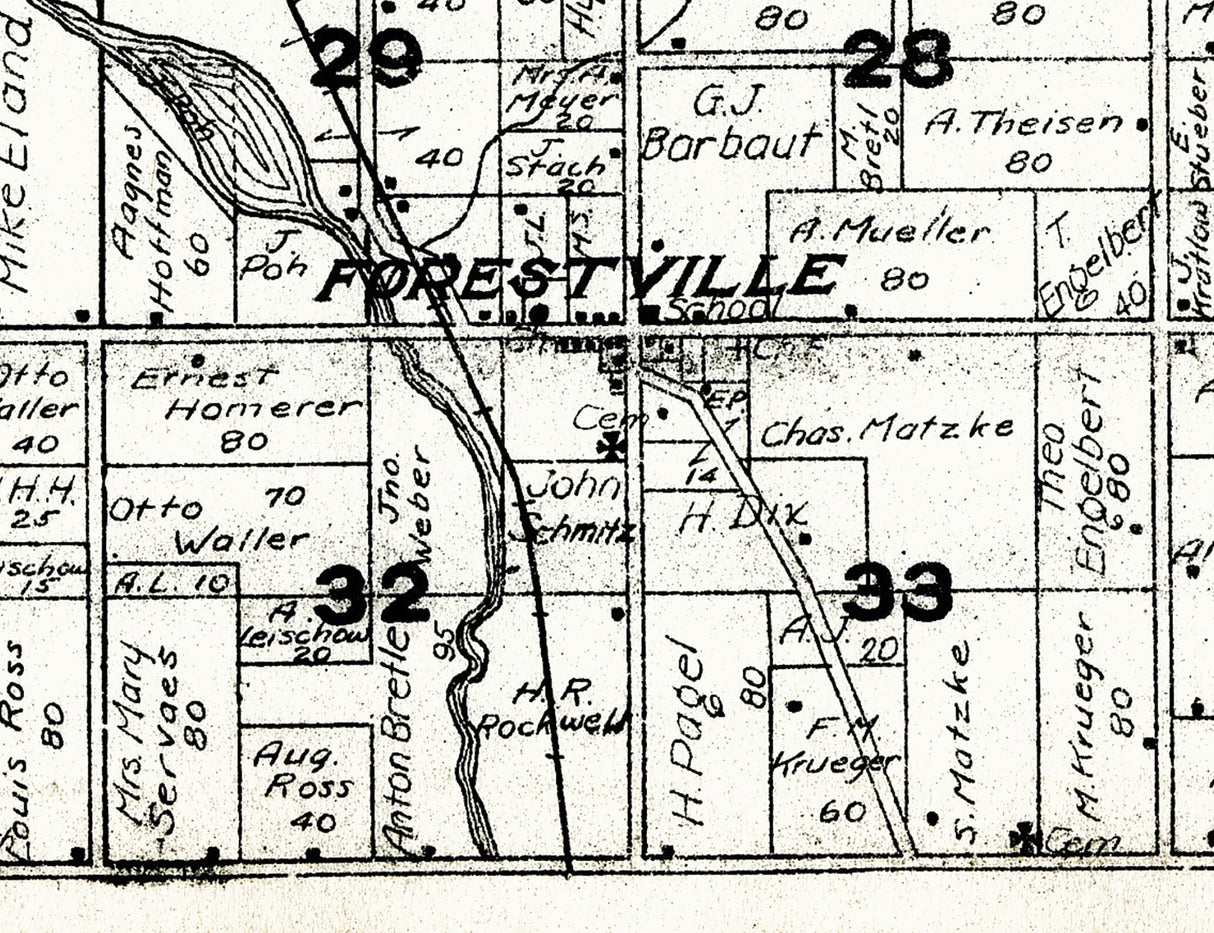 1917 Map of Forestville Township Door County Wisconsin