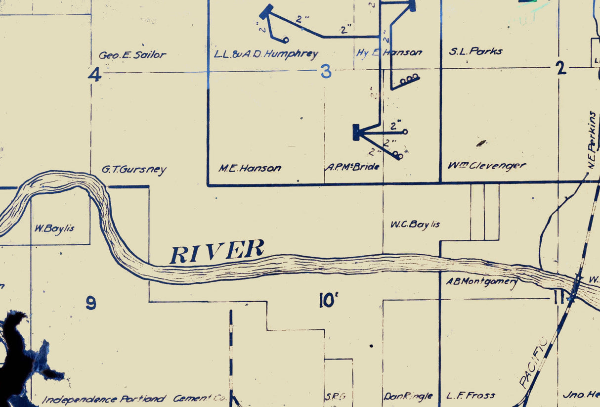 1934 Farm Line Map of Montgomery County Kansas Oil and Gas Wells