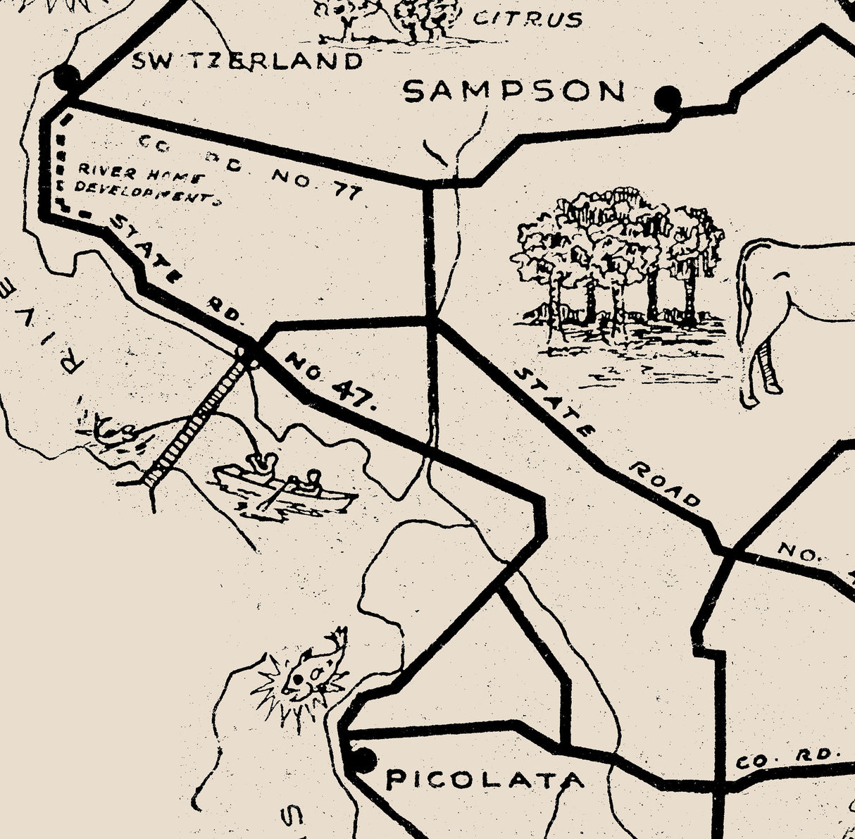 1940 Map of Saint Johns County Florida
