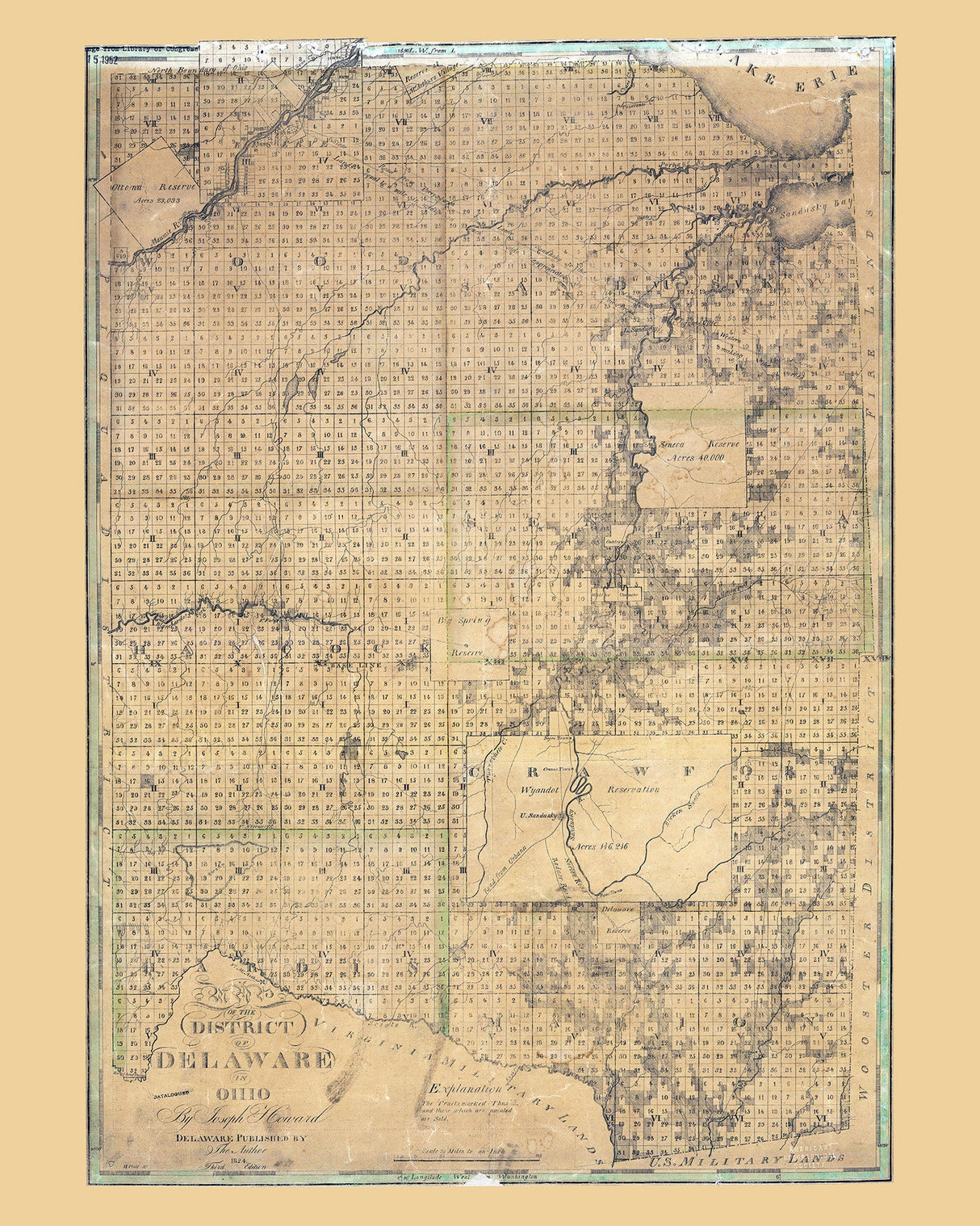 1824 Map of Delaware County Ohio