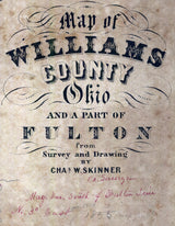 1835 Map of Williams County Ohio and Part of Fulton