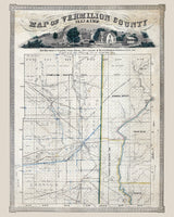 1850 Map of Vermillion County Illinois and Neighboring Indiana Counties