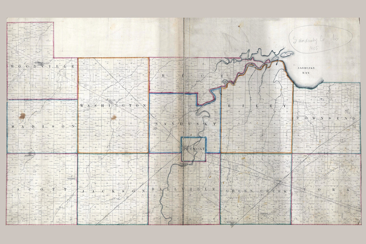 1856 Farm Line Map of Sandusky County Ohio