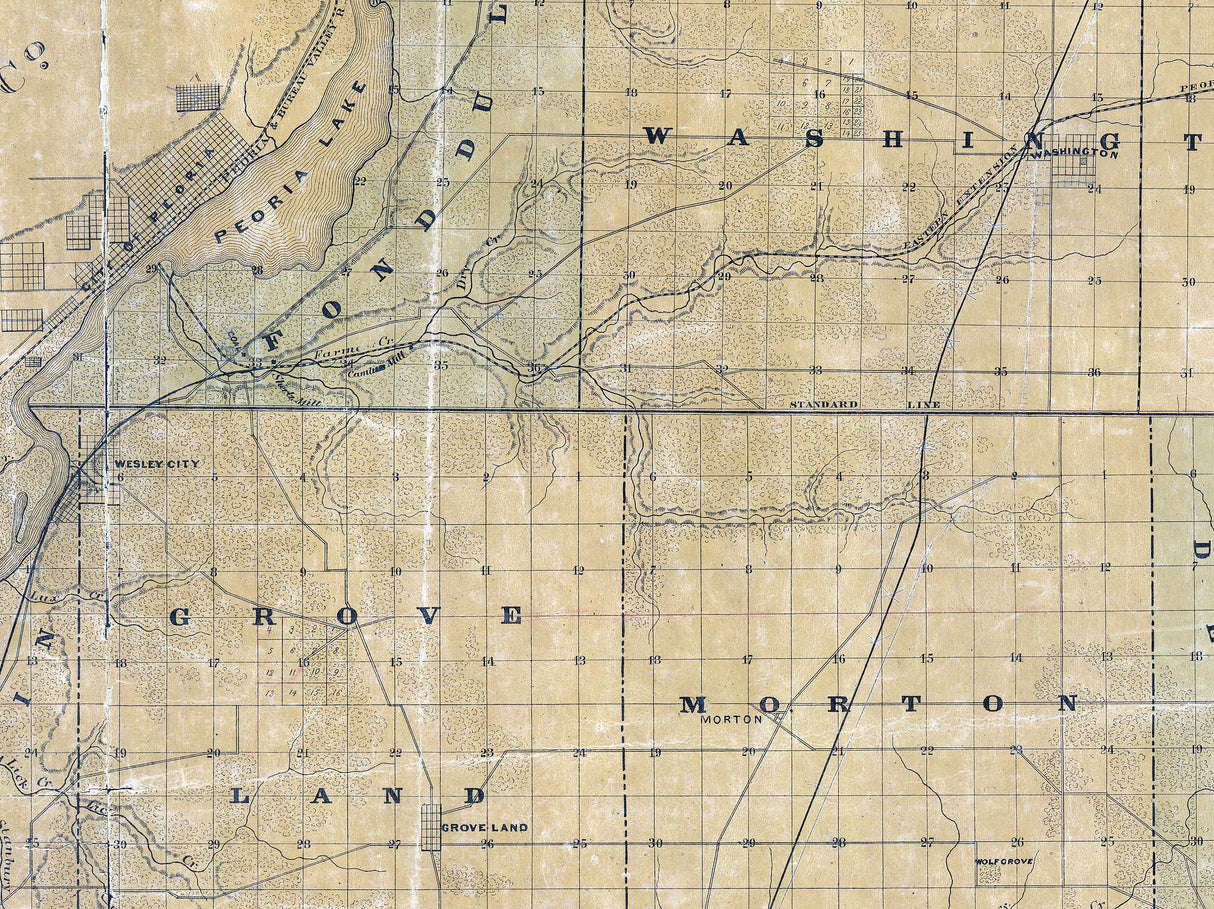 1857 Map of Tazewell County Illinois