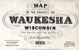 1859 Farm Line Map of Waukesha County Wisconsin