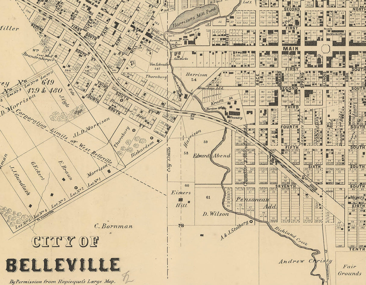 1863 Farm Line Map of Saint Clair County Illinois