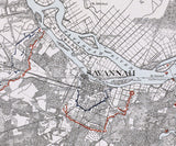 1864 Map of Savannah Georgia and Forts