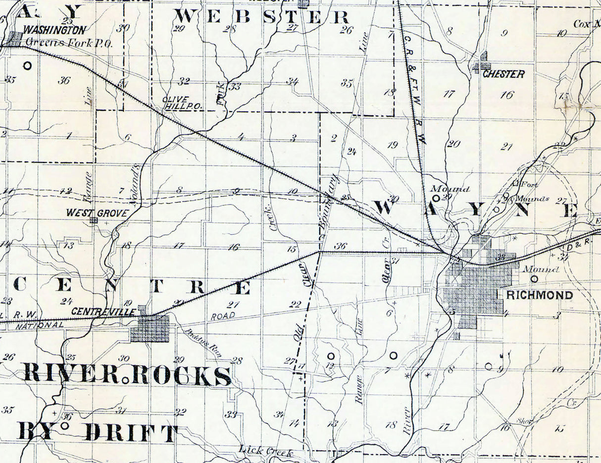 1879 Map of Wayne County Indiana