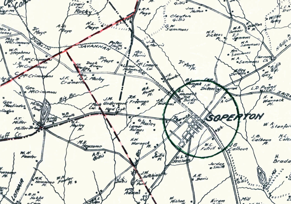 1929 Map of Treutlen County Georgia