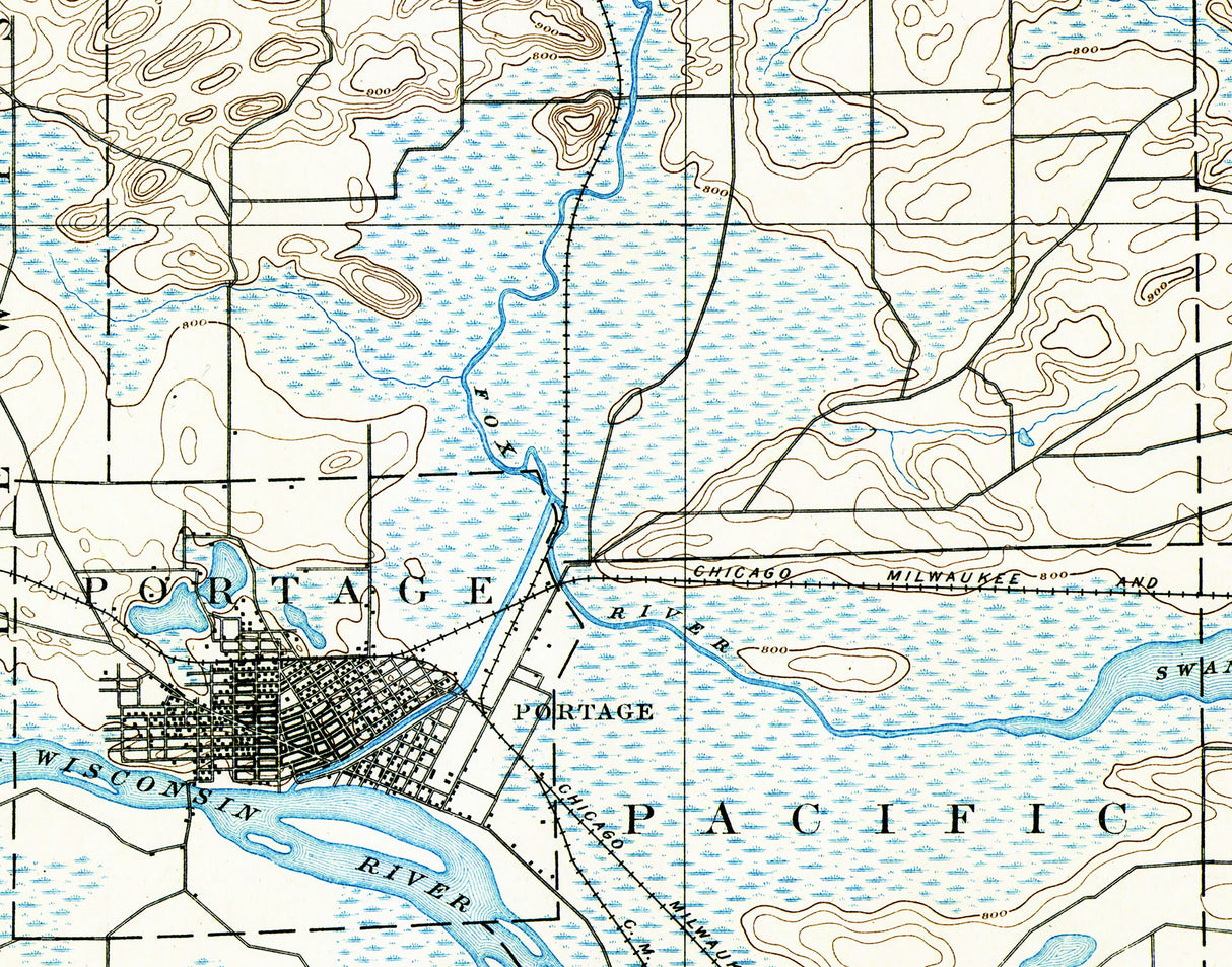 1894 Topo Map of Portage County Wisconsin