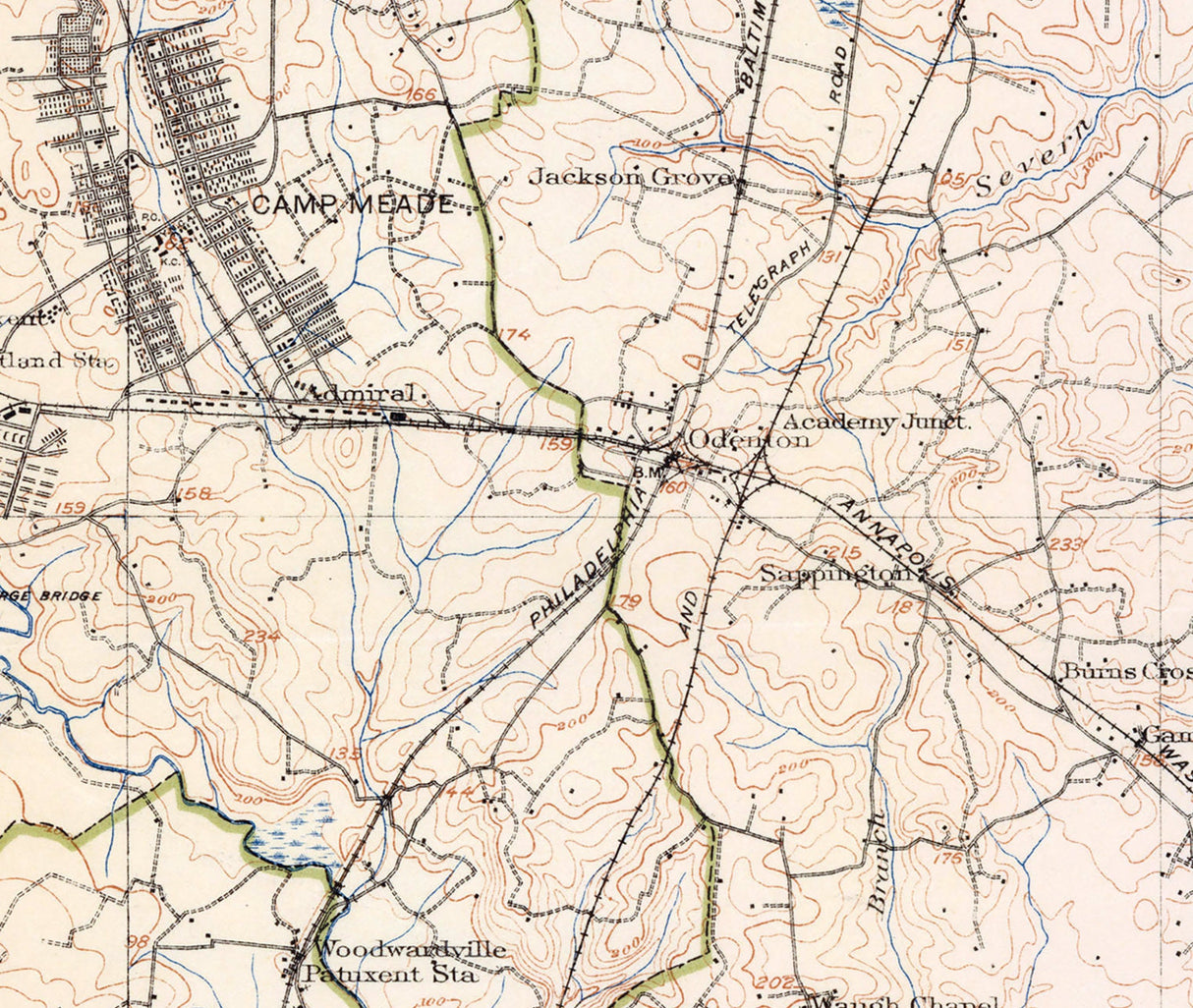 1917 Map of Anne Arundel County Maryland Topography