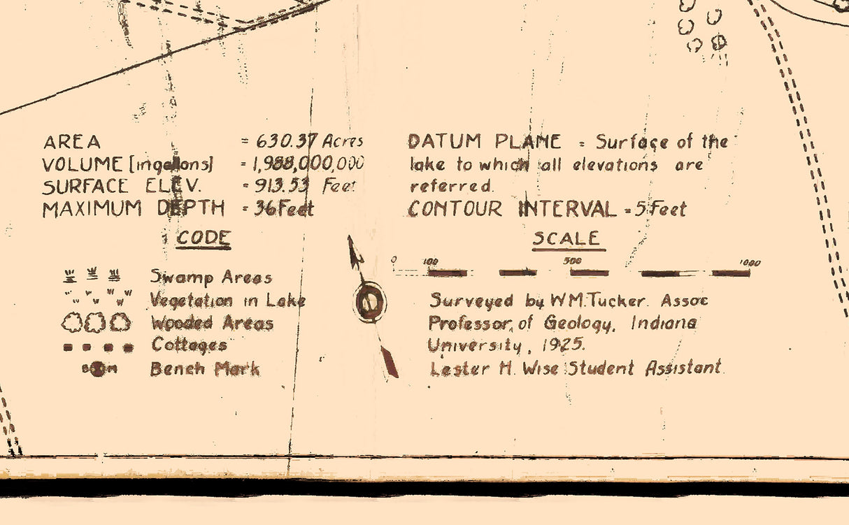 1925 Map of Sylvan Lake Noble County Indiana