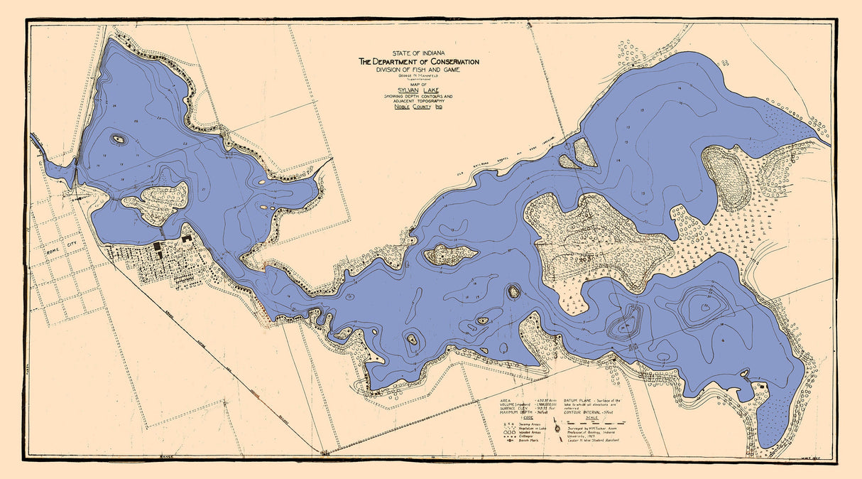 1925 Map of Sylvan Lake Noble County Indiana