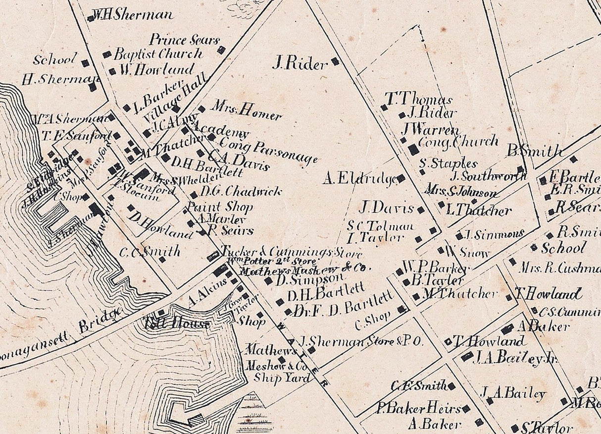 1856 Town Map of Dartmouth Bristol County Massachusetts