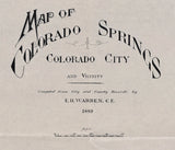 1889 Map of Colorado Springs Colorado
