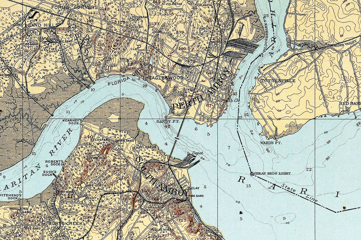 1889 Topo Map of the Monmouth Shore New Jersey