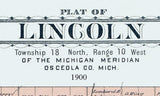 1900 Map of Lincoln Township Osceola County Michigan