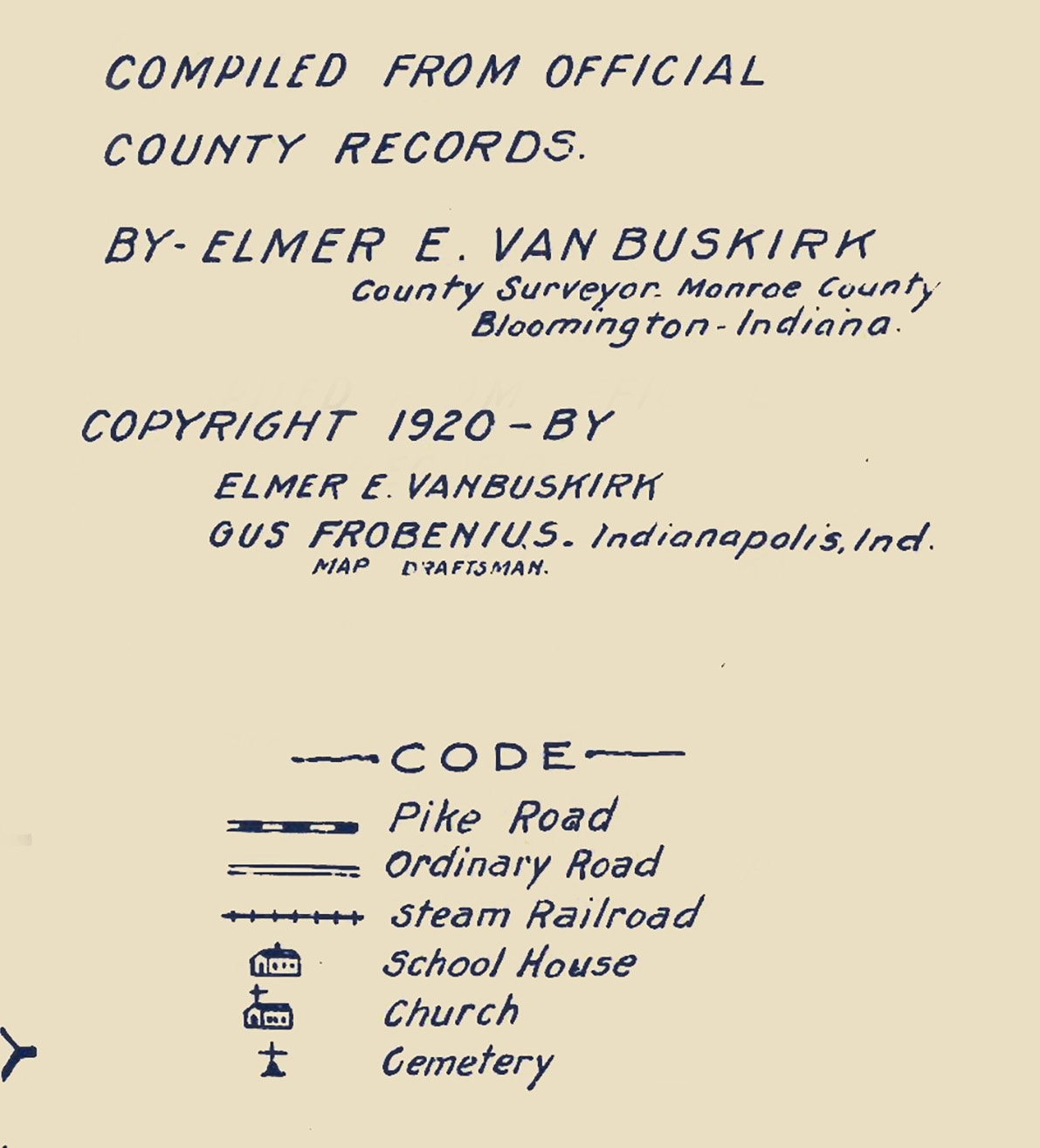 1920 Farm Line Map of Monroe County Indiana