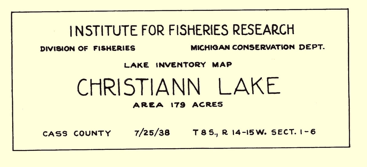 1938 Map of Christiann Lake Cass County Michigan