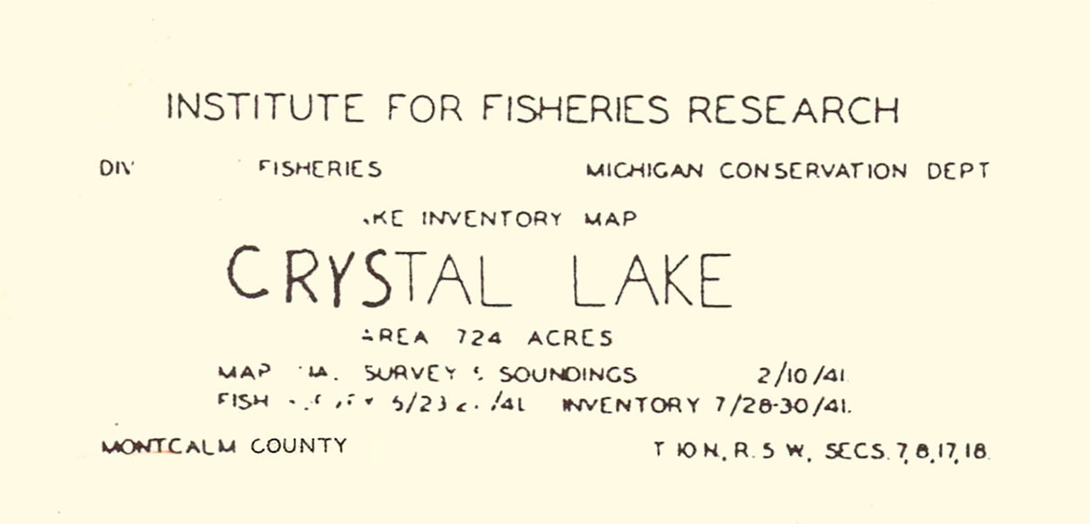 1941 Map of Crystal Lake Montcalm County Michigan