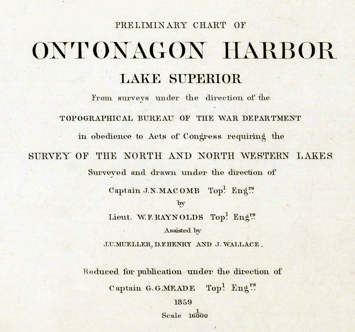 1859 Nautical Map of Ontonagon Harbor Lake Superior