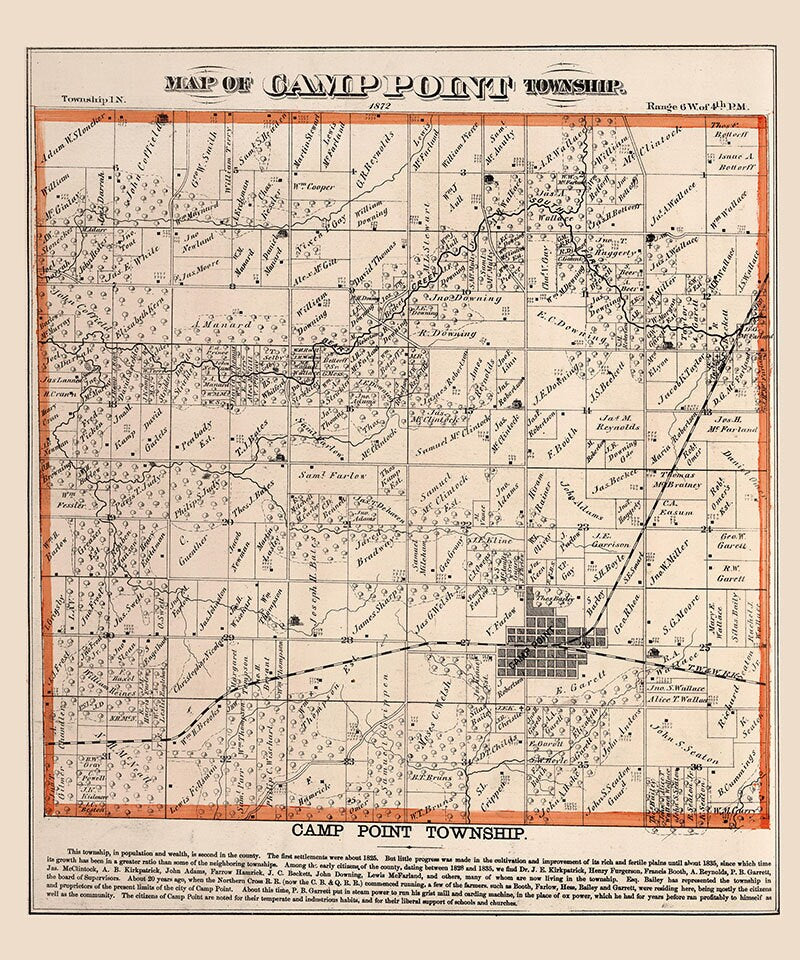 1872 Map of Camp Point Township Adams County Illinois