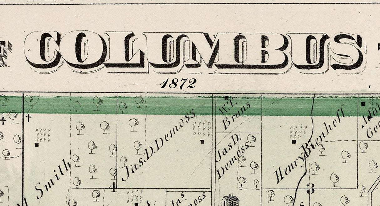1872 Map of Columbus Township Adams County Illinois
