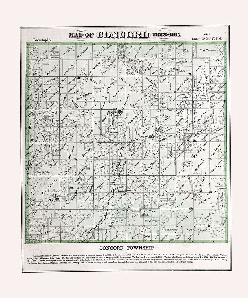 1872 Map of Concord Township Adams County Illinois