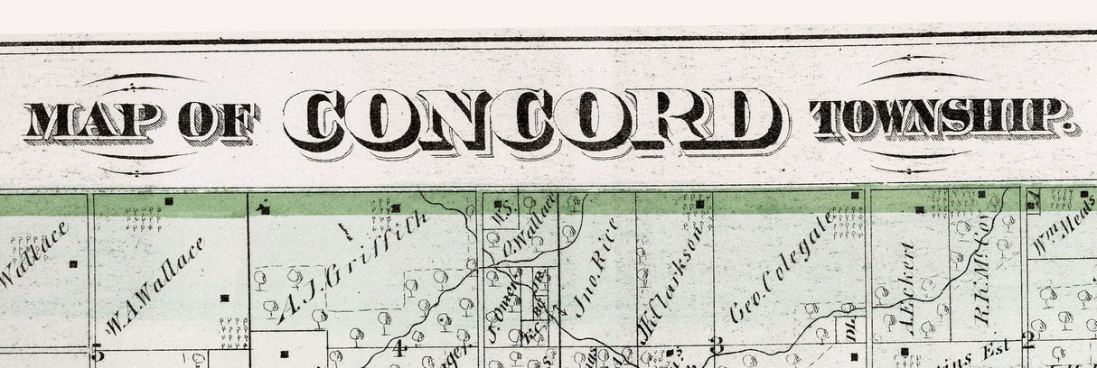 1872 Map of Concord Township Adams County Illinois