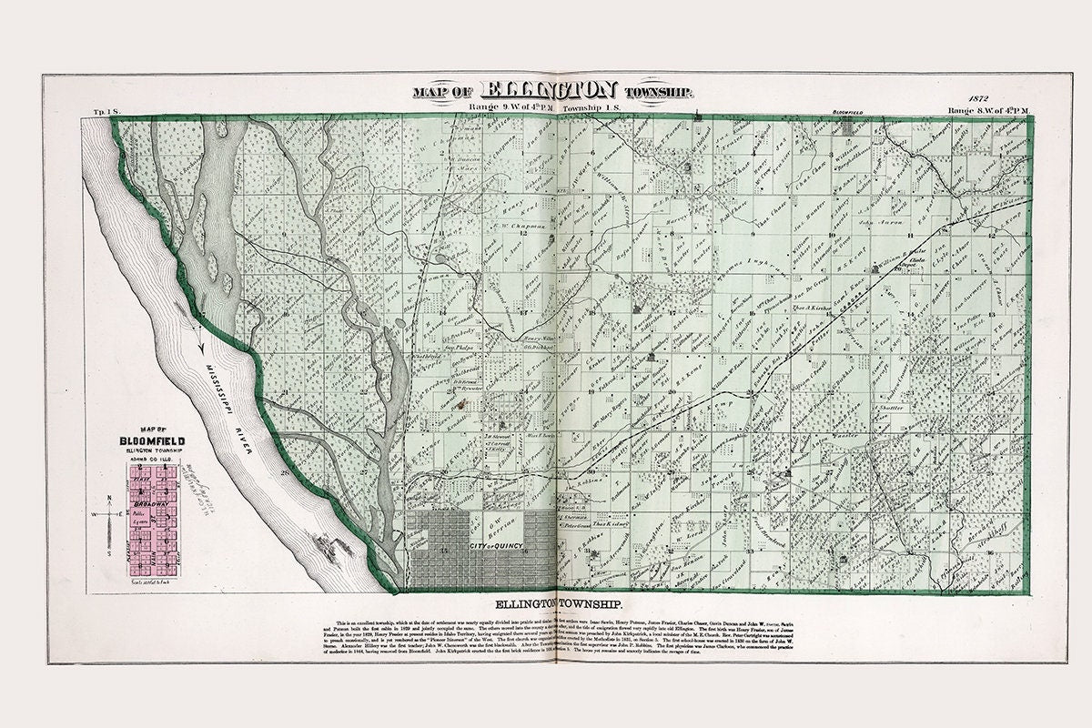 1872 Map of Ellington Township Adams County Illinois