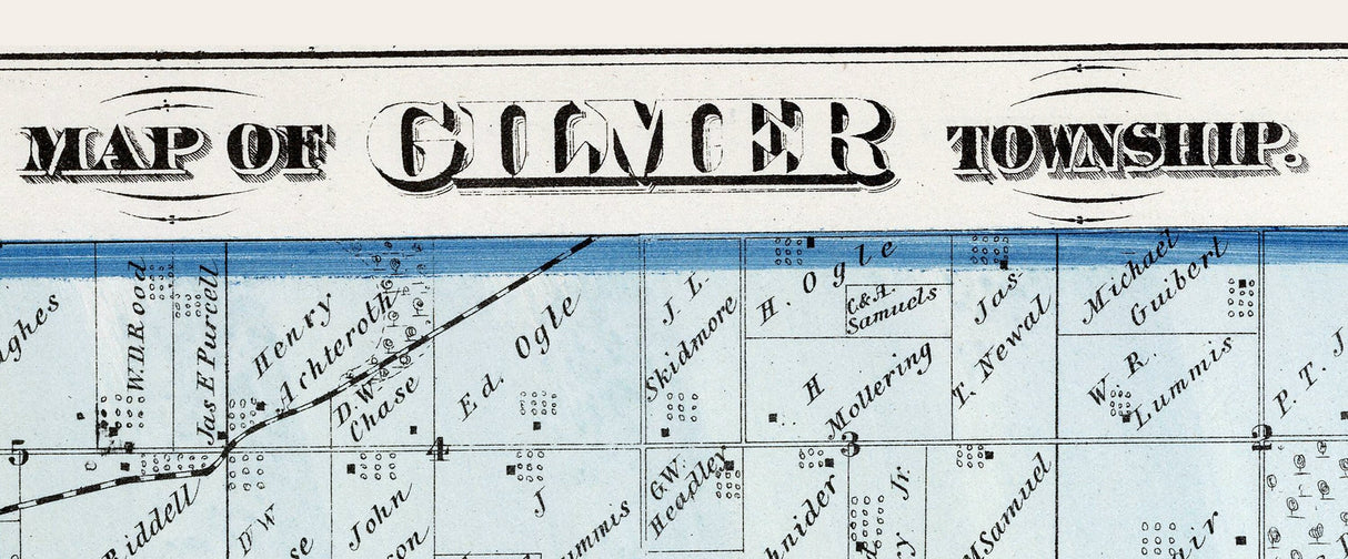 1872 Map of Gilmer Township Adams County Illinois